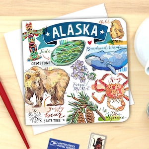 Carte de correspondance de l'Alaska. L'unité ou le lot de 4.