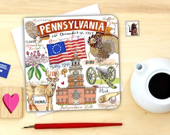 Pennsylvania notecard. Single or Pack of 4.