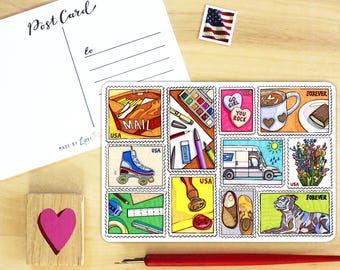 Loupaper Stamps postcard.