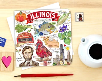 Illinois Notecard. Einzeln oder 4er Pack.