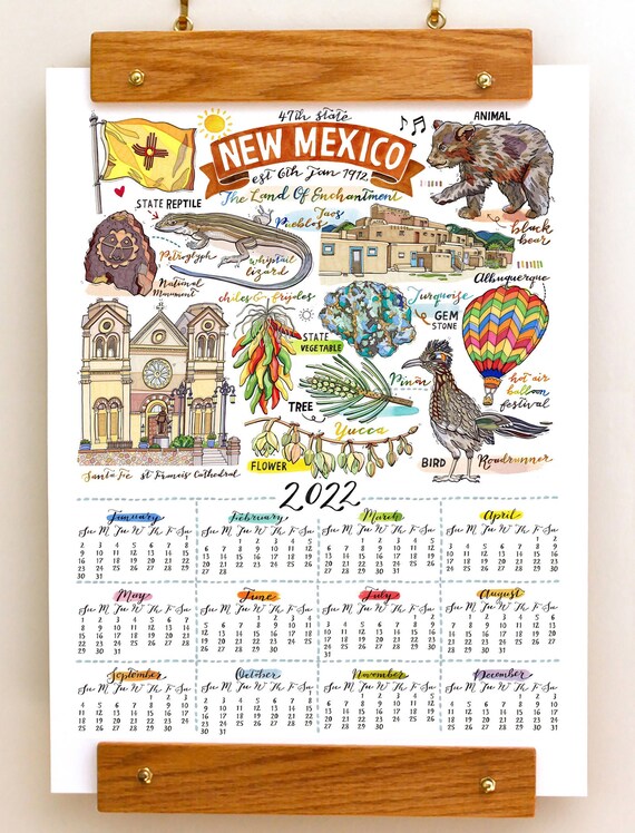 Unm Fall 2022 Calendar New Mexico Wall Calendar 2022 Home Decor Illustration The | Etsy