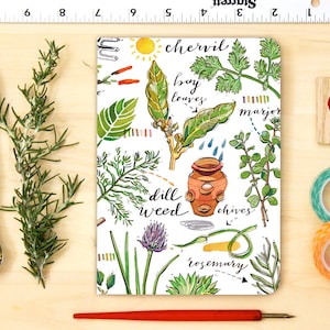 herbs notebook, garden journal, blank.