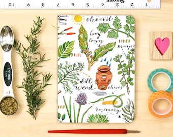 herbs notebook, garden journal, blank.