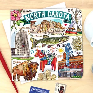Carta del Dakota del Nord. Singola o confezione da 4.