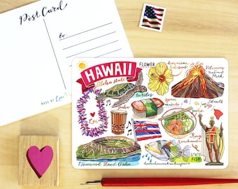 Hawaii Zustand Postkarte.