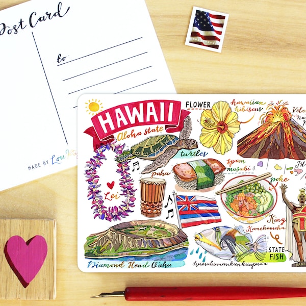 Hawaii Zustand Postkarte.