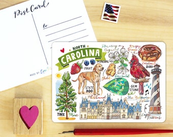 Carte postale de l'État de Caroline du Nord.