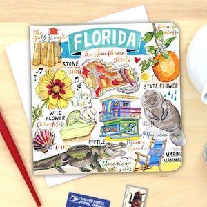 Florida Notizkarte. Einzelkarte oder 4er Pack.