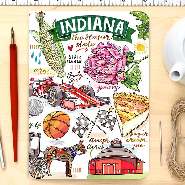 Indiana notebook, blank journal, the Hoosier State.