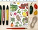 Garden notebook, vegetables, gift for gardener, journal, notepad, garden illustration. 