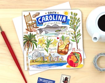 South Carolina Card. Single or Pack of 4.