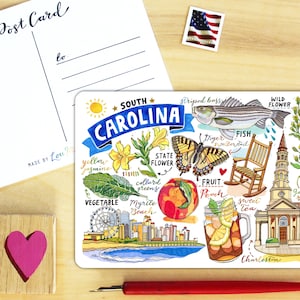 Carte postale de l'État de la Caroline du Sud.