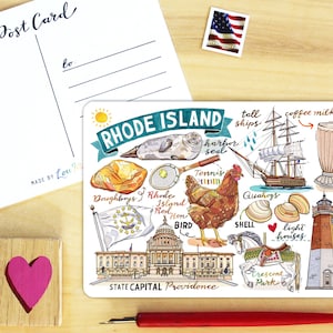 Rhode Island Zustand Postkarte.