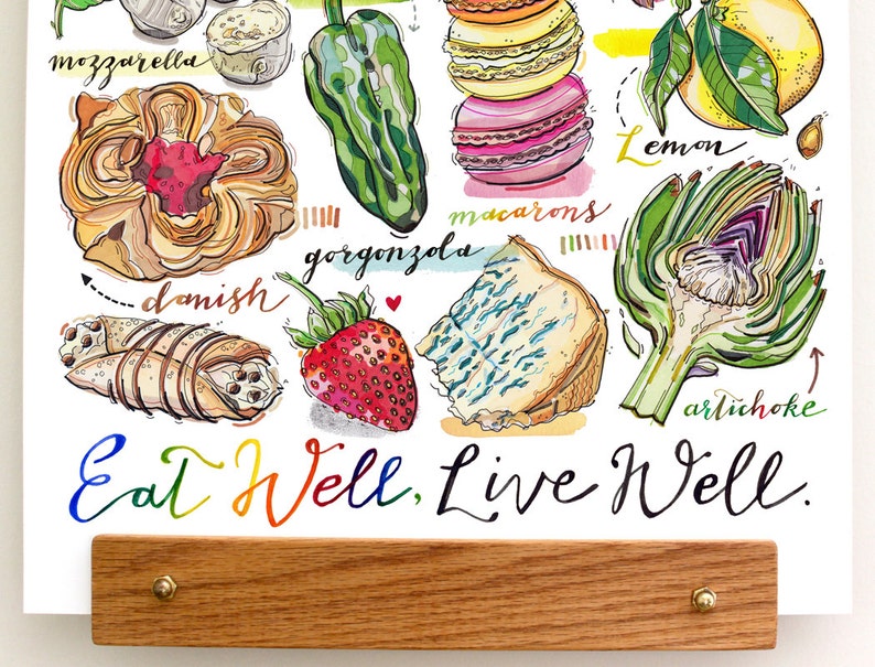 Eat Well food print. Kitchen decor. Foodie. image 3