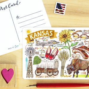 Carte postale de l'État du Kansas.