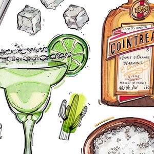 Margarita Print. Cocktail Illustration. Recipe. Bar Decor. - Etsy