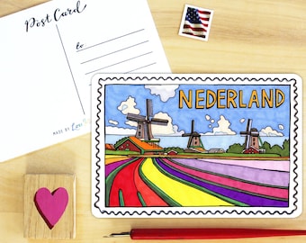 Netherlands Postage Stamp Postcard. Nederland