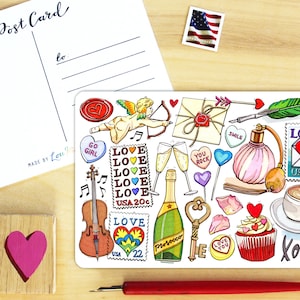 Love postcard. Valentines postcard.