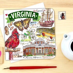 Virginia notecard. Single or Pack of 4.