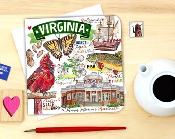 Virginia notecard. Single or Pack of 4.