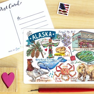 Carte postale de l'état de l'Alaska.