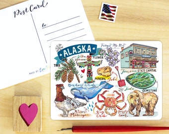 Carte postale de l'état de l'Alaska.
