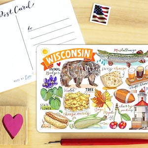 Carte postale de l'État du Wisconsin.