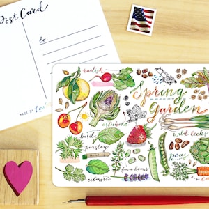 Carte postale de jardin printanier.