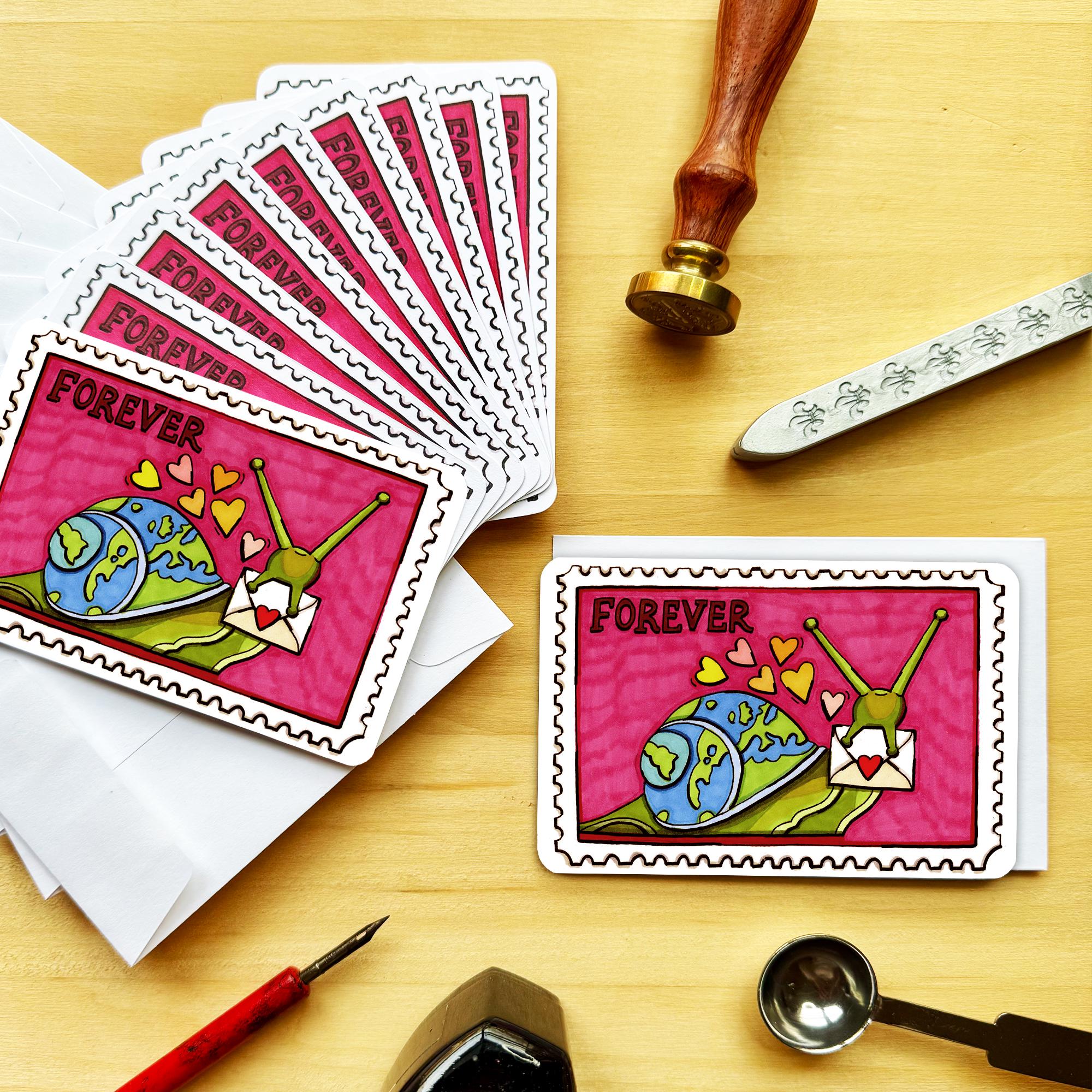 Snail Taking Notes Forever Mail Snail Mini-notes. - Etsy