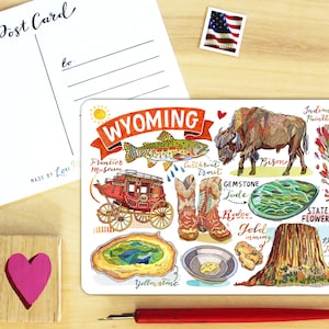 Carte postale de l'État du Wyoming.