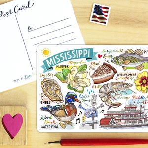 Carte postale de l'État du Mississippi.