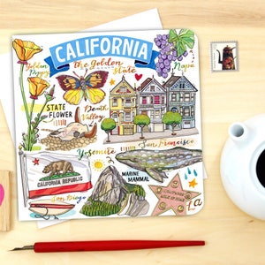Notitiekaart Californië. Enkel of pakket van 4.