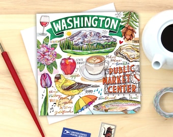 Washington notecard. Single or Pack of 4.