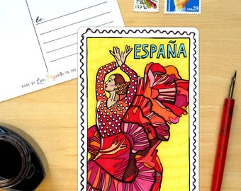 Spain Postage Stamp Postcard. Espana.