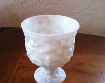 Vintage E.O. Brody Dimpled Milk Glass Pedestal Urn