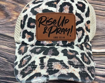 Rise up and pray distressed ponytail hat