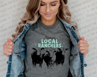 Stöd lokala ranchägare som äter nötkött - western - country - Unisex-T-shirt