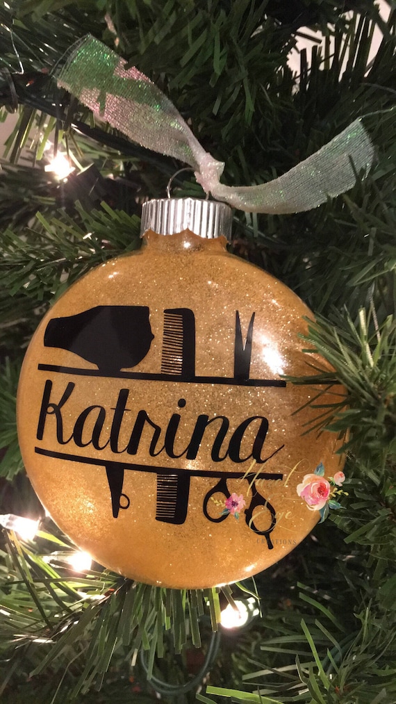 Personalized Hairdresser Ornament, Glitter Ornament, Vinyl Ornament, Christmas Ornament, Hairdresser Ornament, Barber Ornament