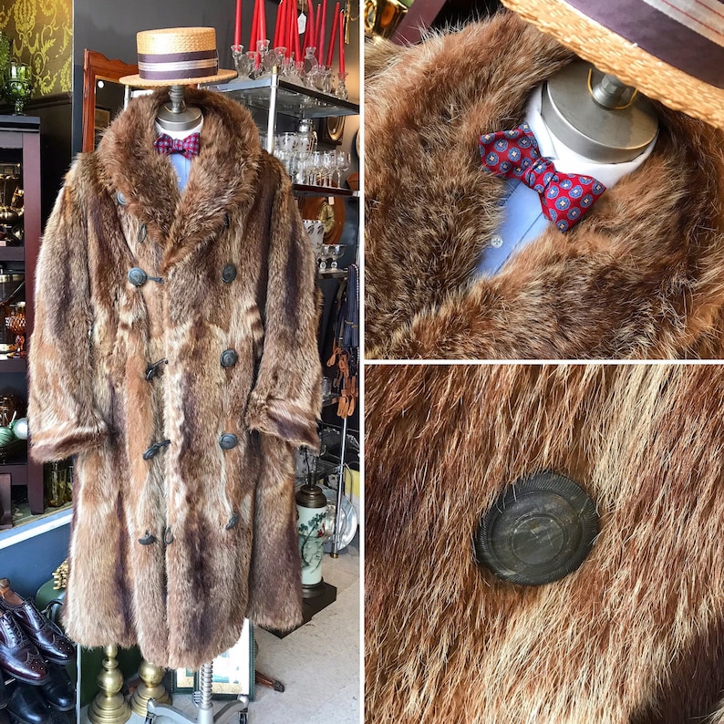 1920s Raccoon Fur Coat Vintage men's Large Long repaired Etsy