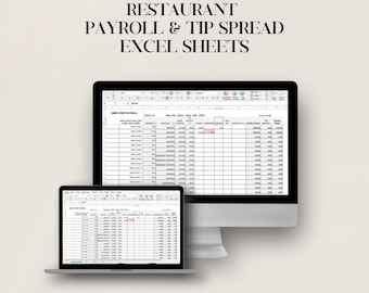 Restaurant/Cafe Payroll Timesheet Excel & Google Sheets | 2024 Digital Template | Weekly Pay | Tip/Gratuity Pooling Spreadsheet