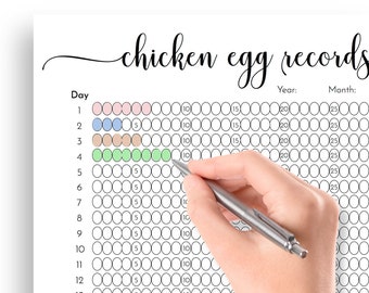 Egg Records | Chicken Egg Count Record Keeper | Chicken Egg Production Chart