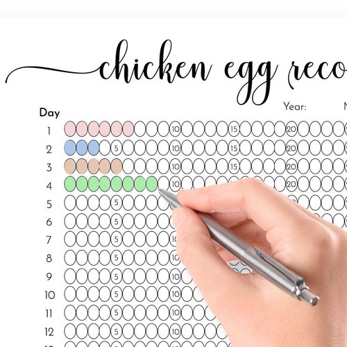Egg Records Chicken Egg Count Record Keeper Chicken Egg Etsy