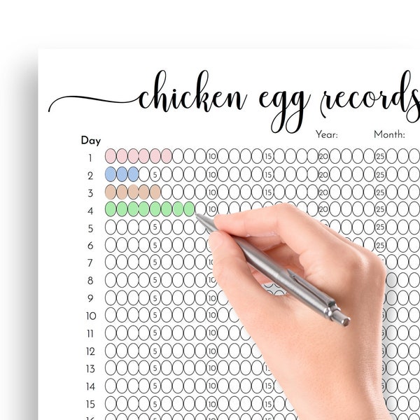 Egg Records | Chicken Egg Count Record Keeper | Chicken Egg Production Chart
