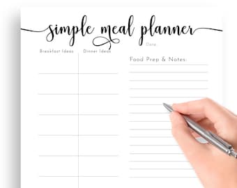 Simple Meal Planner Printable | Weekly Meal Plan | Shopping list