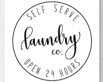 Utskrivbar tvättstuga | Skyltdekor för tvättstugan | Laundry Co. Självbetjäning Öppet dygnet runt | Utskrivbar väggkonst i bondgårdsstil