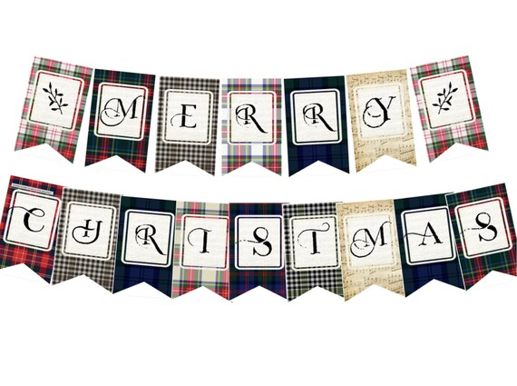 Merry Christmas Banner or Sign Printable Farmhouse Christmas | Etsy