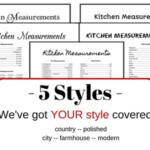 Kitchen Printables | Kitchen Measurements Printable | Printables Wall ...