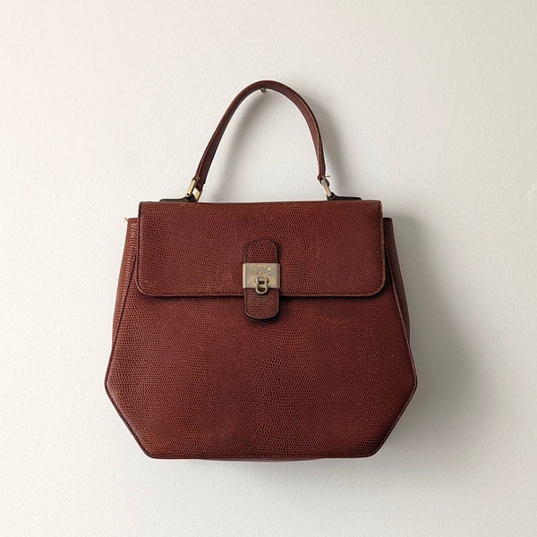 LANCEL | brown hexagonal purse | top handle handbag