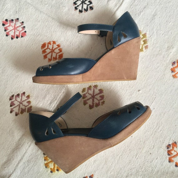 APC / green suede platform sandals / US 9