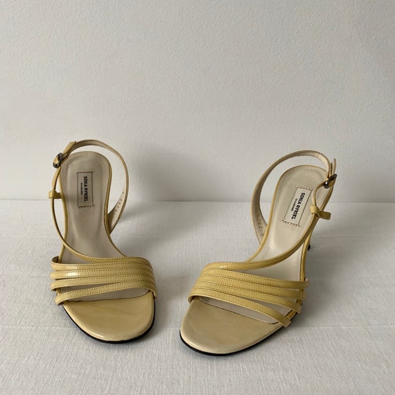 SONIA RYKIEL | strappy yellow heels | patent leat… - image 1
